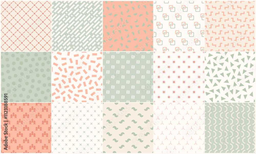 Aufkleber collection of simple seamless geometric patterns. unusual stylish textile prints. minimalistic endle