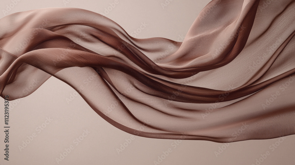 Poster soft, flowing fabric in rich mocha tones captures the essence of elegance, creating a tranquil atmos