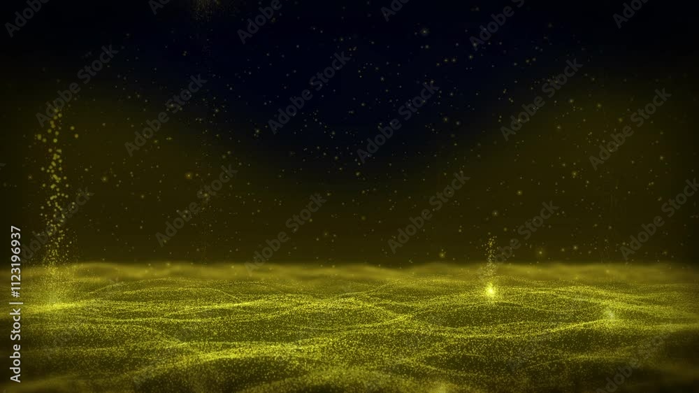 Aufkleber golden flickering with long tail rising particle fly through. glamour gold lens flare, bokeh dynamic