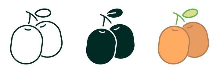 Olive Fruit icon collection simple design Editable Transparent isolate background