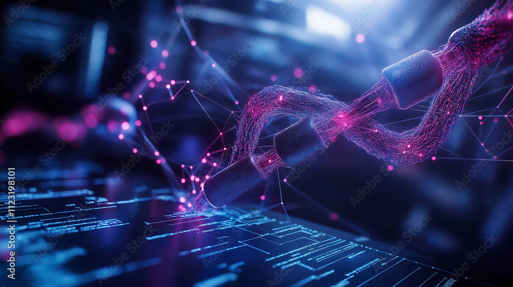 Fototapete futuristic visualization of quantum entanglement with glowing connections and digital elements. intr