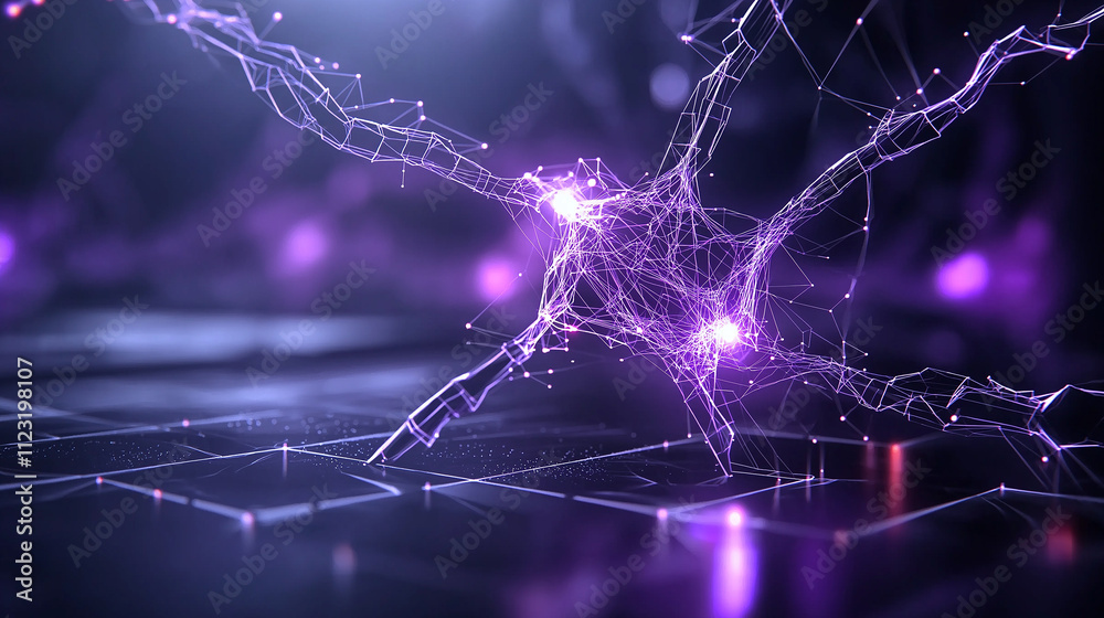 Fototapete stunning visualization of quantum entanglement, showcasing intricate neural connections in vibrant p