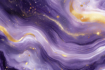 Abstract Background. Abstract Lavender and Gold Swirls with Glittering Cosmic Dust