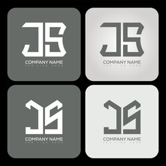 Obraz premium JS polygon, hexagon, flat and simple letter logo set in one artboard. JS minimalist and classic logo.