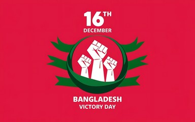 Bangladesh Victory Day 16th December Poster with Fist and Ribbon Design