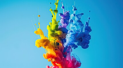 Obraz premium Vibrant Rainbow Ink Explosions: A Symphony of Color