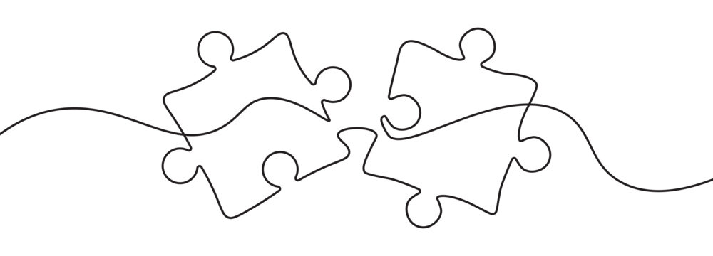 Jigsaw border continuous line puzzle design vector