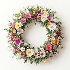 Obraz premium Floral wreath made from fresh flowers and foliage, interior design ideas, home decor inspiration, woven wreaths, foliage