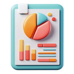 3D Cartoon-Style Pie Chart Icon on Minimal White Background