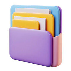 3D Document Folder Icon with Rounded Edges,Matte Finish,and Minimal Design on Isolated Background