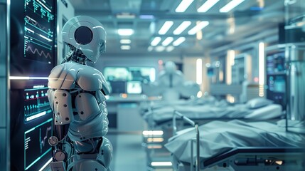 Obraz premium Robots working in the medical room