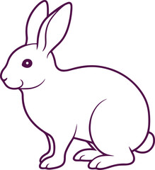 cute little rabbit cartoon vector illustration graphic design in black and white Rabbit isolated on white background. Vector illustration in outline style.