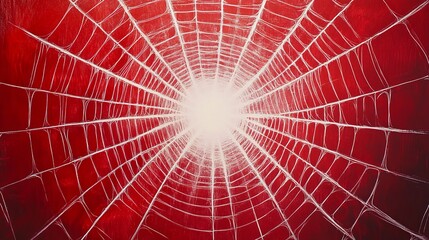 Fototapeta premium A spiderweb-inspired design in radiant red, embodying elements of connection, creativity, and the delicate web of life in an artistic and modern interpretation.