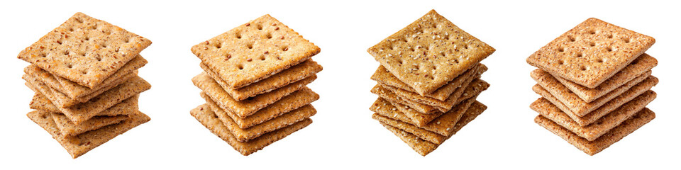 Fototapeta premium Stacked Arrangement of Flaxseed Based Crackers Healthy Gluten Free Vegan Snack Food Display for Product Photography