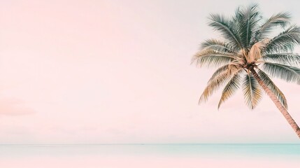 Fototapeta premium Tranquil Tropical Beach Landscape with Soft Pastel Tones and Minimalist Design
