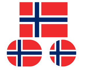 Obraz premium Flag in rectangle oval and circle, isolated png background. Flag of Norway