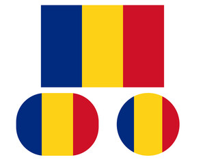 Fototapeta premium Flag in rectangle oval and circle, isolated png background. Flag of Romania