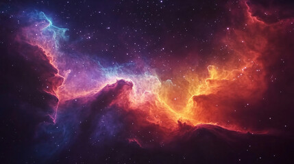 Obraz premium A cosmic view of a nebula forming new stars, with gas and dust swirling in vivid colors.