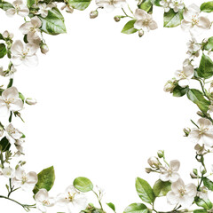 Fototapeta premium White Flowers Frame on Transparent Background
