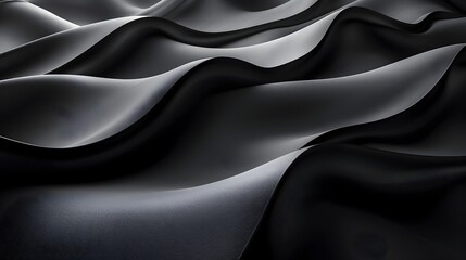 Fototapeta premium The image is a black and white photo of a black fabric with a wave pattern