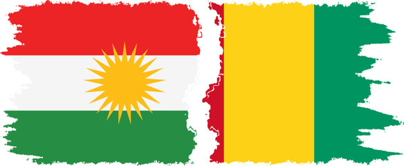 Guinea and  Kurdistan grunge flags connection, vector