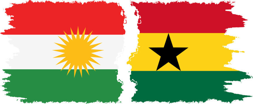 Ghana and  Kurdistan grunge flags connection, vector