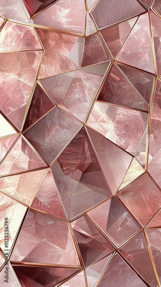 Poster Geometric shapes interlock in a stunning array of rose gold hues, creating a captivating visual experience filled with elegance and charm