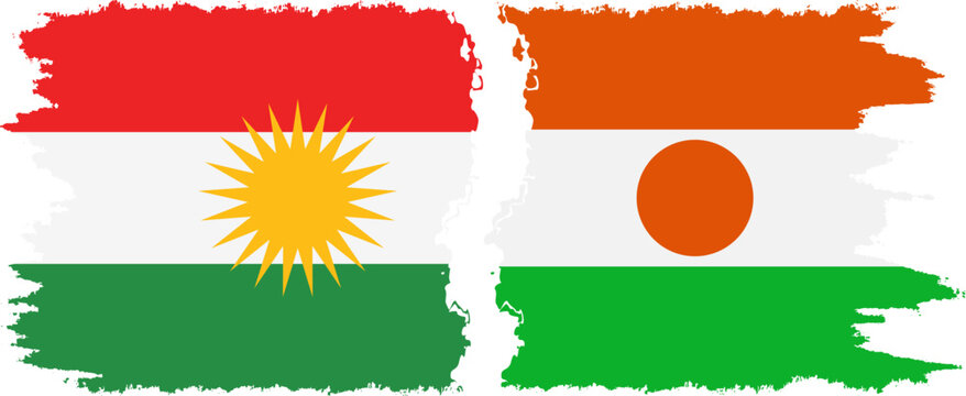 Niger and  Kurdistan grunge flags connection, vector