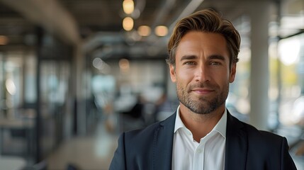 Fototapeta premium A man in a suit and tie is smiling for the camera