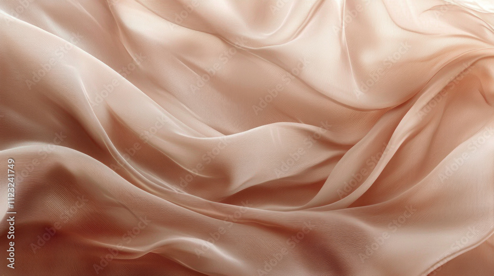 Poster Cascading layers of soft, flowing fabrics dance softly, unveiling a peaceful interplay of delicate textures and subtle hues in an inviting setting
