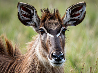 Fototapeta premium Waterbuck close-up detail, Kobus ellipsiprymnus, large antelope