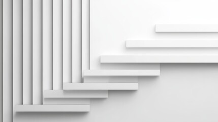 Obraz premium Abstract minimalist white staircase on white background, a study in geometric design and architectural simplicity