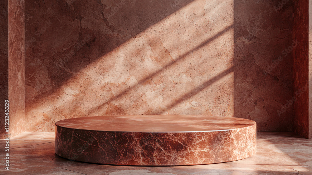 Poster elegant setting showcases a mocha mousse backdrop with soft lighting, perfect for creative displays 