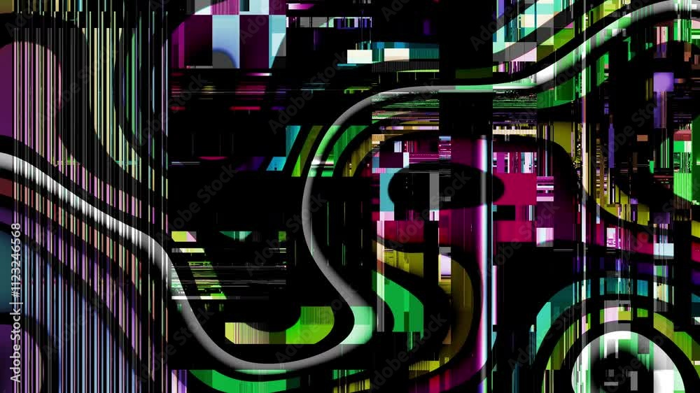 Poster Unique Design Abstract Digital Pixel Noise Glitch Error Video Damage. Seamless Loop video