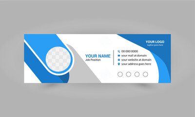 Modern corporate email signature template vector design blue, white and grey color