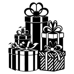 A Silhouette Festive Christmas Gift Box with Holiday Ornaments