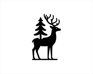 Naklejka premium Christmas Deer Vector Logo Design Illustration. Merry Christmas