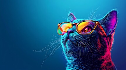 Obraz premium Charming cat in sunglasses studio photography colorful close-up