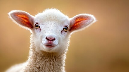 Obraz premium Adorable Lamb Close-Up with Blurred Background