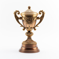 Fototapeta premium Bronze Trophy Cup Award Winner Prize Competition Success Isolated White Background