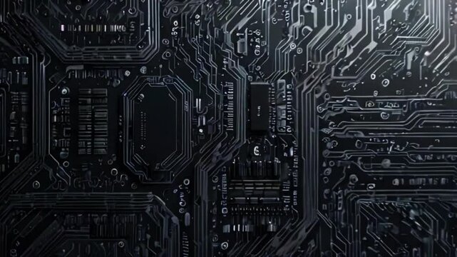 Black blue circuit diagram. High-tech circuit board connection system. technology Futuristic gray technology, electronic motherboard, High-tech abstract structure computer business background