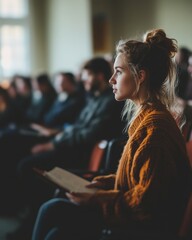 group of focused students in a classroom, symbolizing collaboration, education, and academic pursuit