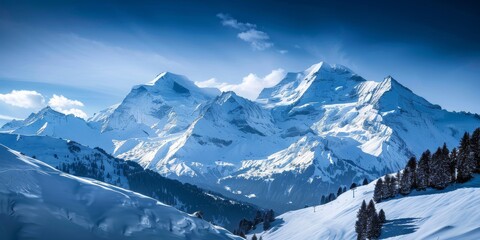 Fototapeta premium Majestic Winter Alps: A Breathtaking Panorama of Snow-Capped Peaks