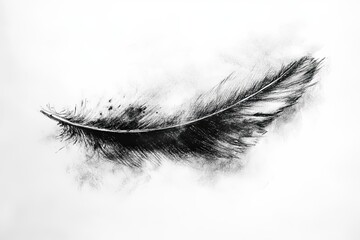 Fototapeta premium Black Feather Charcoal Sketch Artistic Drawing