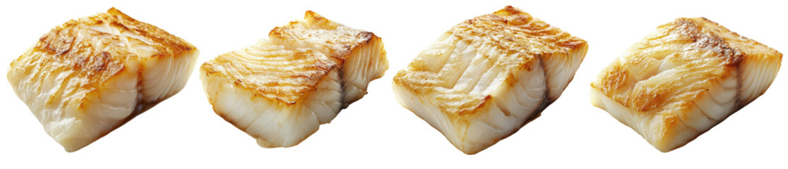 Grilled Fish Fillet Pan Seared Cod Seafood Food Cuisine Delicious Meal Dinner Restaurant Healthy on transparent background