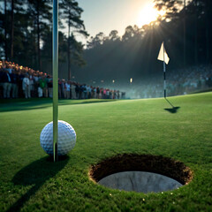 Obraz premium golf ball on the hole