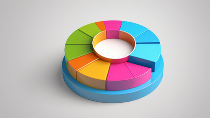 Obraz premium Pie charts minimalist financial pie chart 3D pie chart illustration Pie chart with depth pie graph 3D circular data visua
