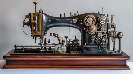 Fototapeta premium Antique Sewing Machine: A Vintage Marvel of Engineering