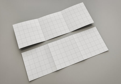 Square Trifold Open Brochure Inside and Outside Mockup 03