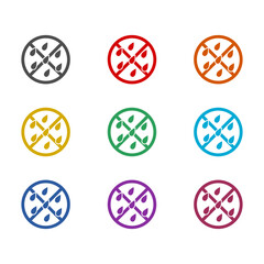 No water drop no liquid icon isolated on white background. Set icons colorful